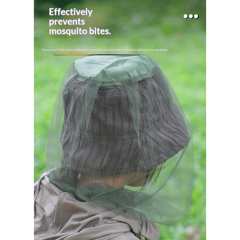 Outdoor Camping Mosquito Net - Sombrero con mosquitera retráctil, gorra protectora