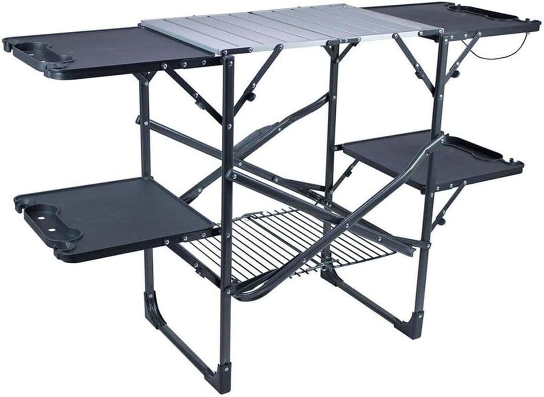 Outdoor Camping Table With Storage - Mesa de cocina portátil plegable y