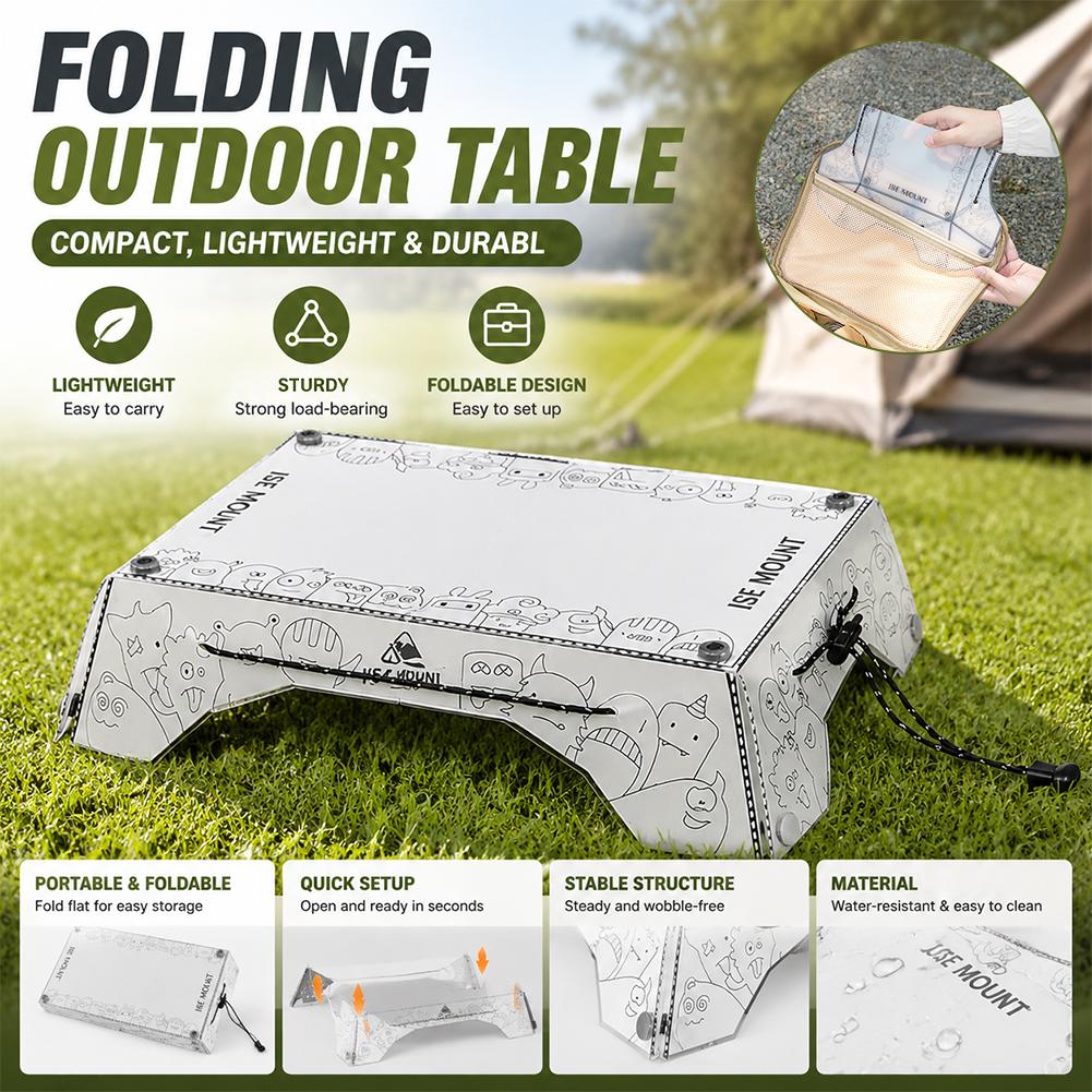 Outdoor Camping Table With Storage - Mesa Plegable Portátil para Camping, Ligera,