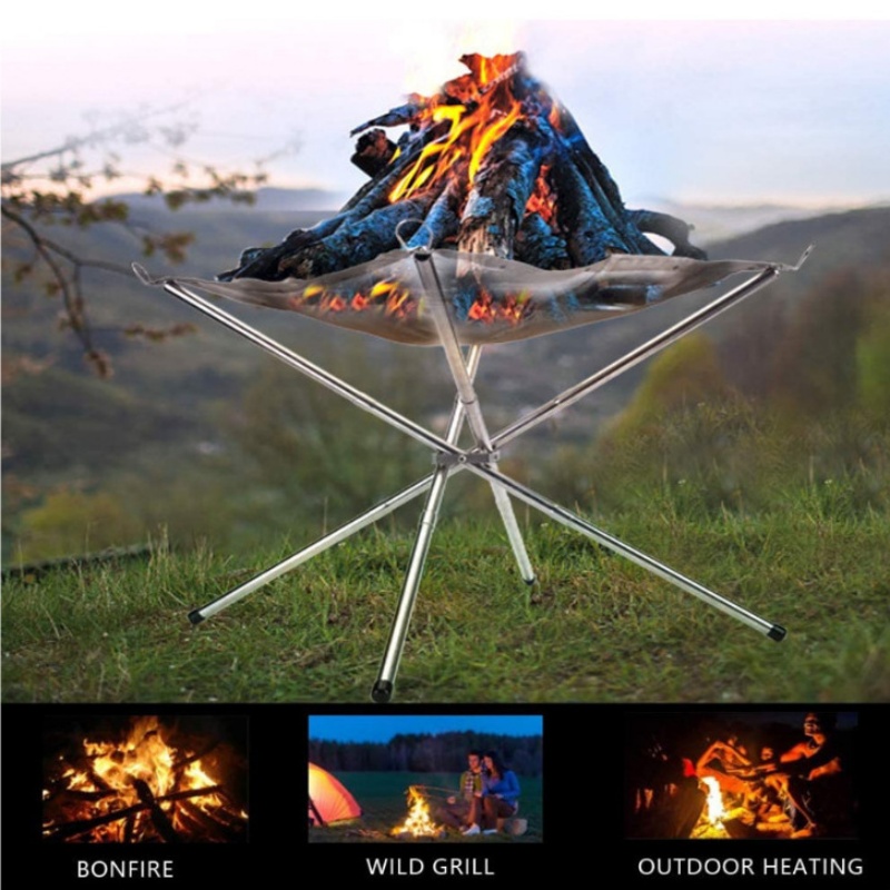 Outdoor Camping Wood Burning Stove - Soporte Plegable de Acero Inoxidable para