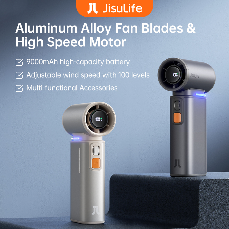 Outdoor Camping Misting Fan - JISULIFE Ventilador de mano turbo portátil,