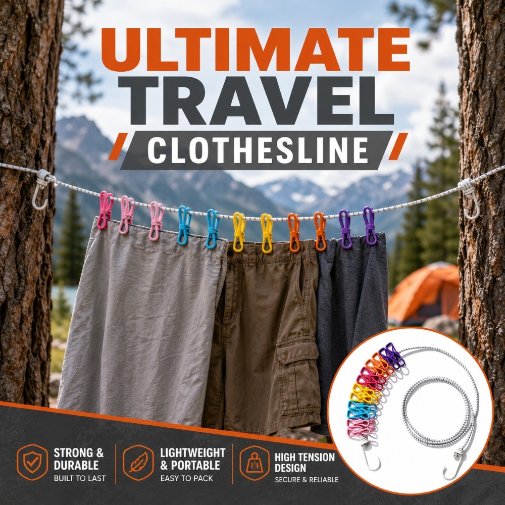 Camping Outdoor Clothing - Tendedero de Ropa Retráctil Portátil con