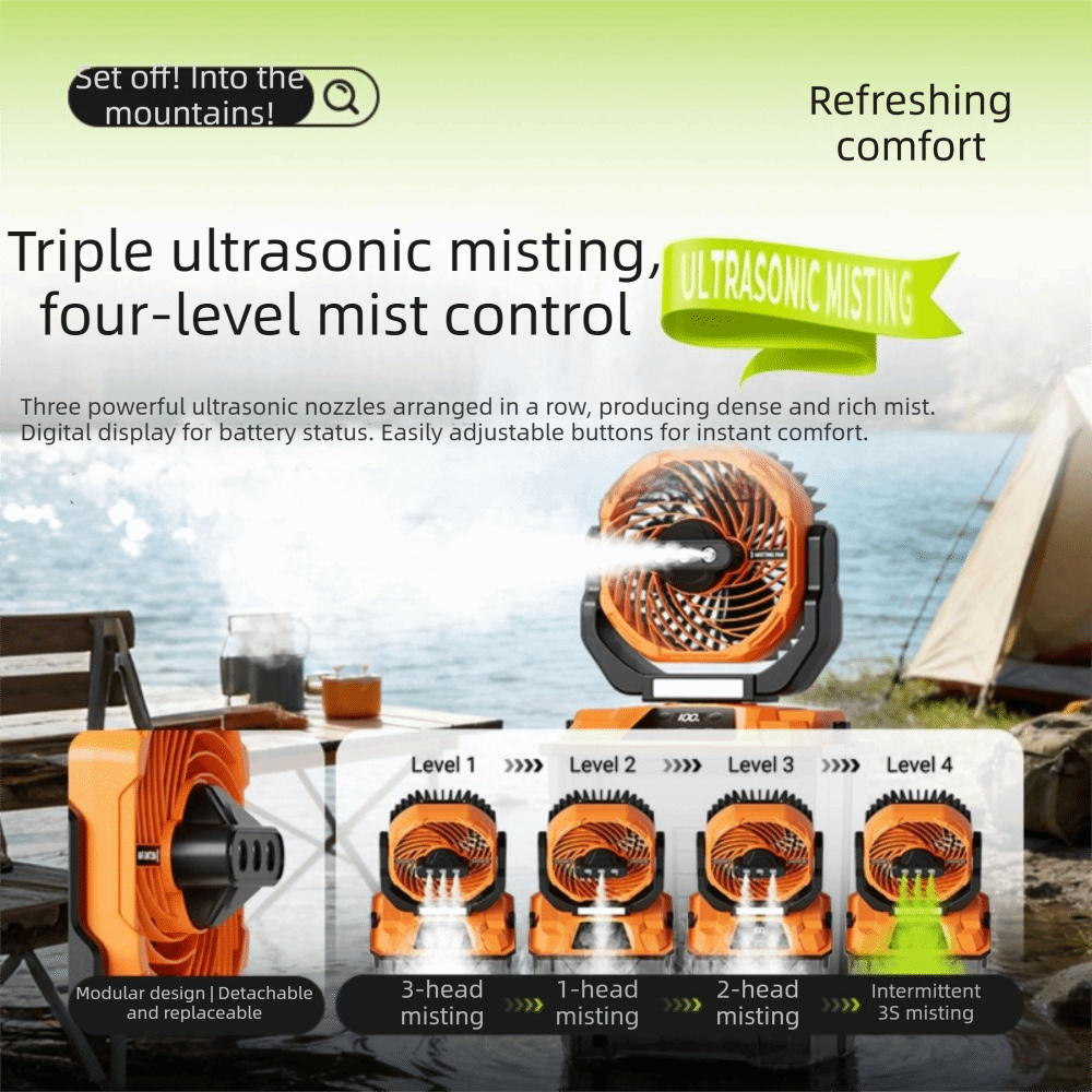 Ventilador de camping con tanq - Outdoor Camping Misting Fan reseña y precio