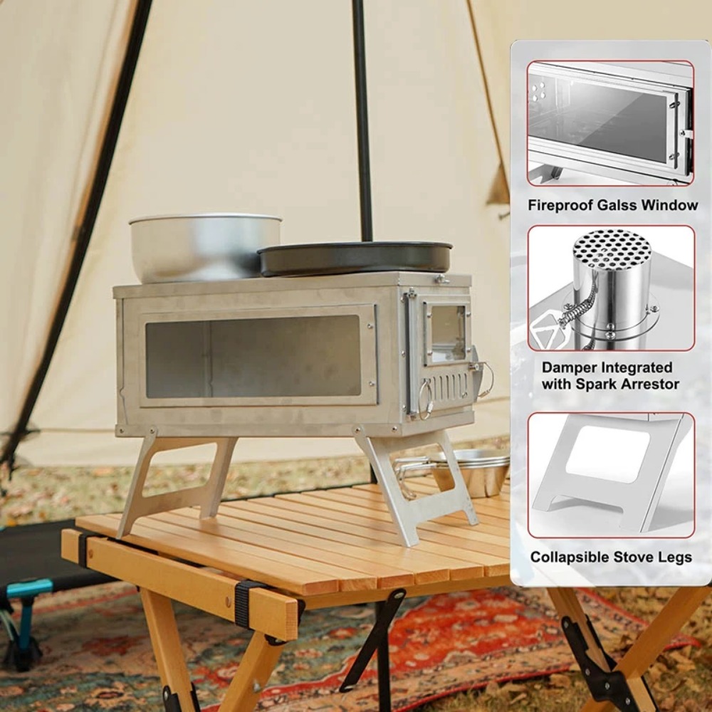 Calentador para exteriores, es - Outdoor Camping Wood Burning Stove reseña y precio