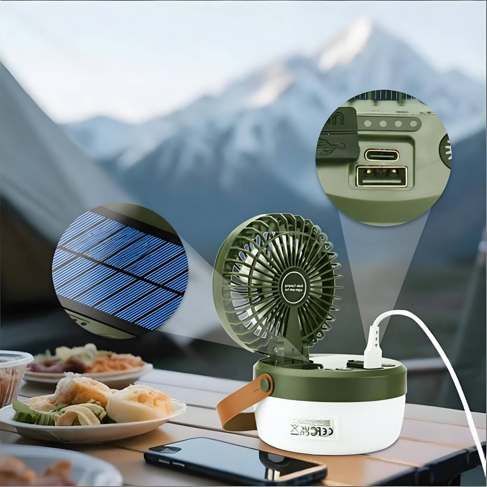 Linterna de Camping Solar con  - Outdoor Camping Fan reseña y precio