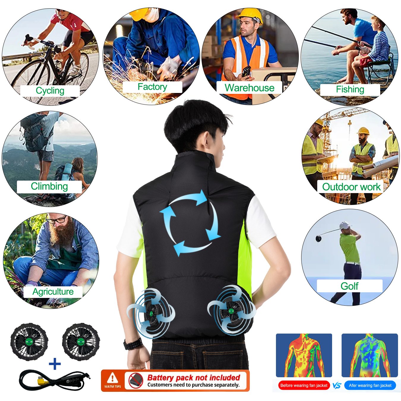 Chaleco Refrigerante USB de 12 - Outdoor Camping Air Conditioner reseña y precio