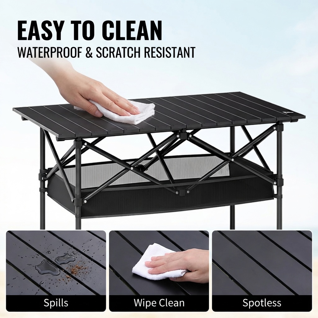 Mesa plegable portátil para ex - Outdoor Camping Table With Storage reseña y precio